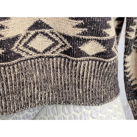 KSD Women's Medium St. John Aztec Pattern Knit Turtleneck Sweater Pullover Brown - Picture 2 of 15